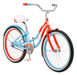Kulana Lakona Shore Youth Beach Cruiser Bike, 24-Inch Wheels, Single Speed, Blue/Coral (R1751AZ)