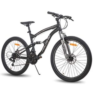 Hiland Full-Suspension 26 Inch Mountain Bike for Men Women Teenagers, Shimano 21 Speeds, Disc Brakes Black MTB Trail Bicycle